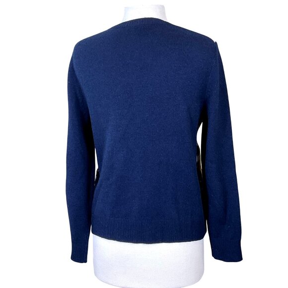 J.Crew Jeweled Fair Isle Stripe Crewneck 100% Wool Long Sleeve Sweater LG - Picture 5 of 9